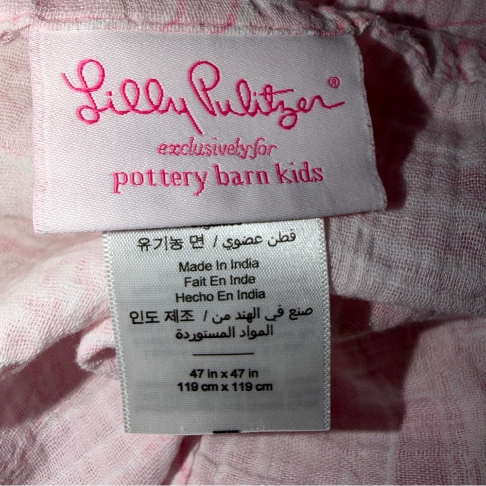 Pottery Barn Kids Swaddle Pink Flamingo Pattern Size 47” X 47” Organic Cotton - Picture 2 of 5